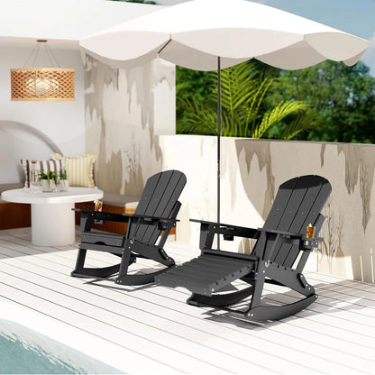 Classic Adirondack Rocking Chair with Ottoman Foowin