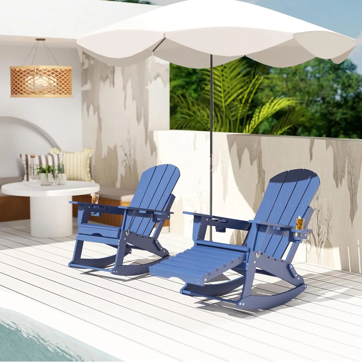 Classic Adirondack Rocking Chair with Ottoman Foowin