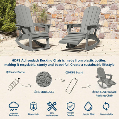 Classic Adirondack Rocking Chair with Ottoman