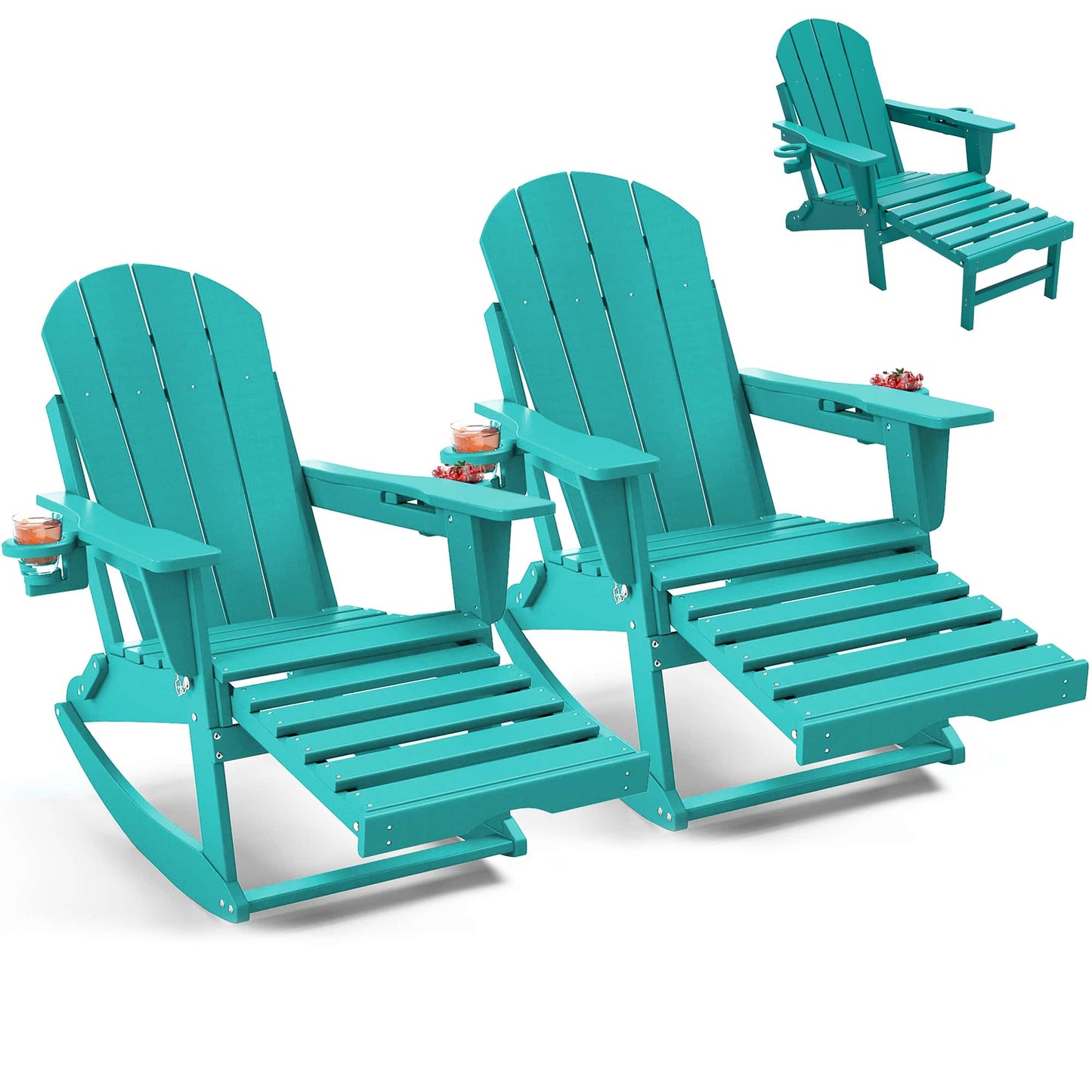 Classic Adirondack Rocking Chair with Ottoman