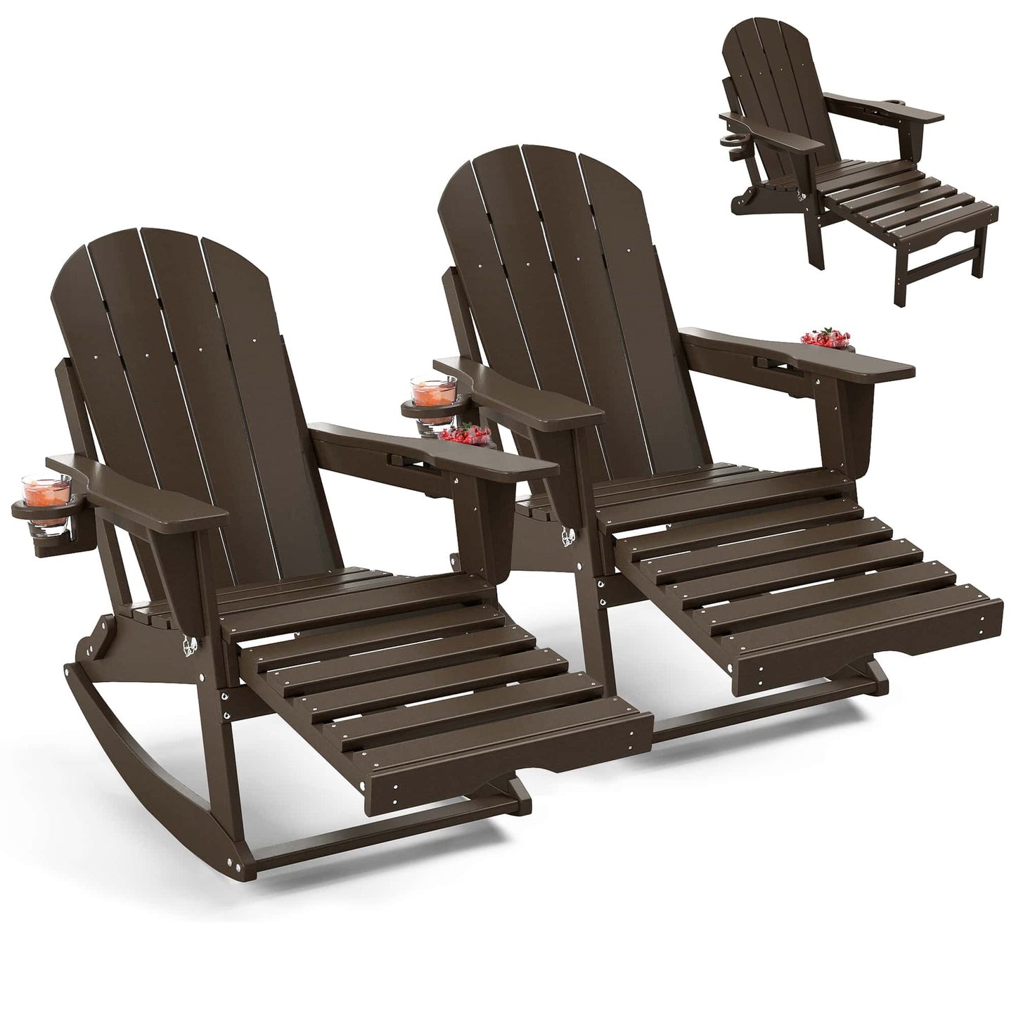 Classic Adirondack Rocking Chair with Ottoman