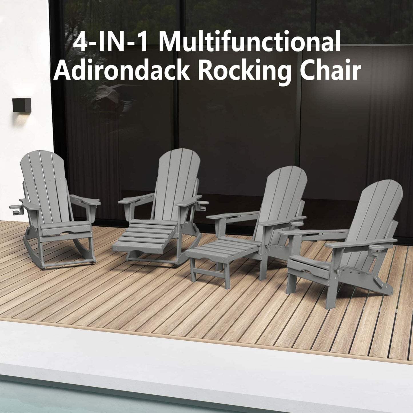 Classic Adirondack Rocking Chair with Ottoman