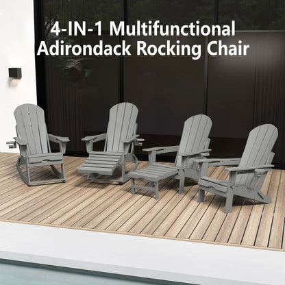 Classic Adirondack Rocking Chair with Ottoman