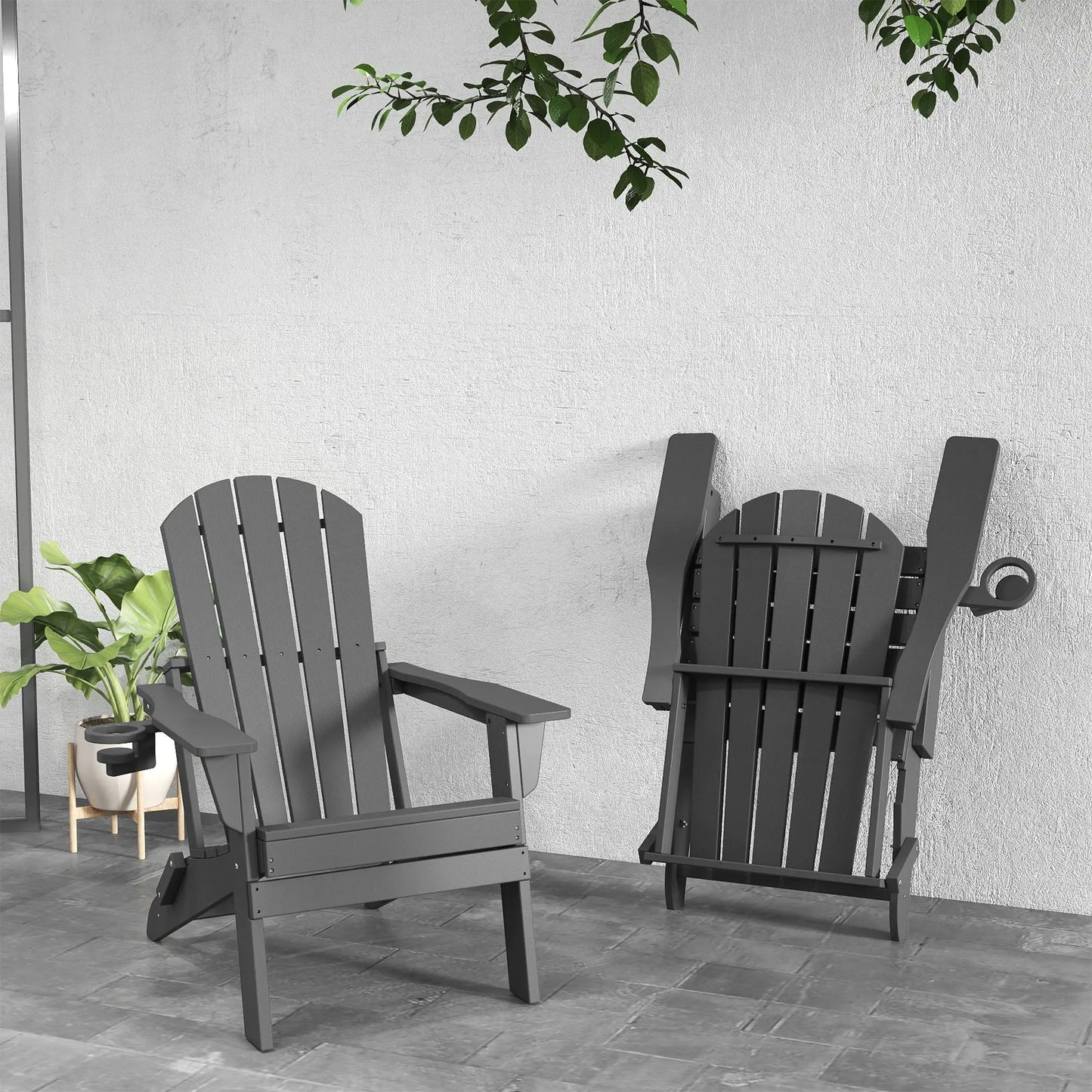 Essential Plastic Folding Adirondack Chair Foowin