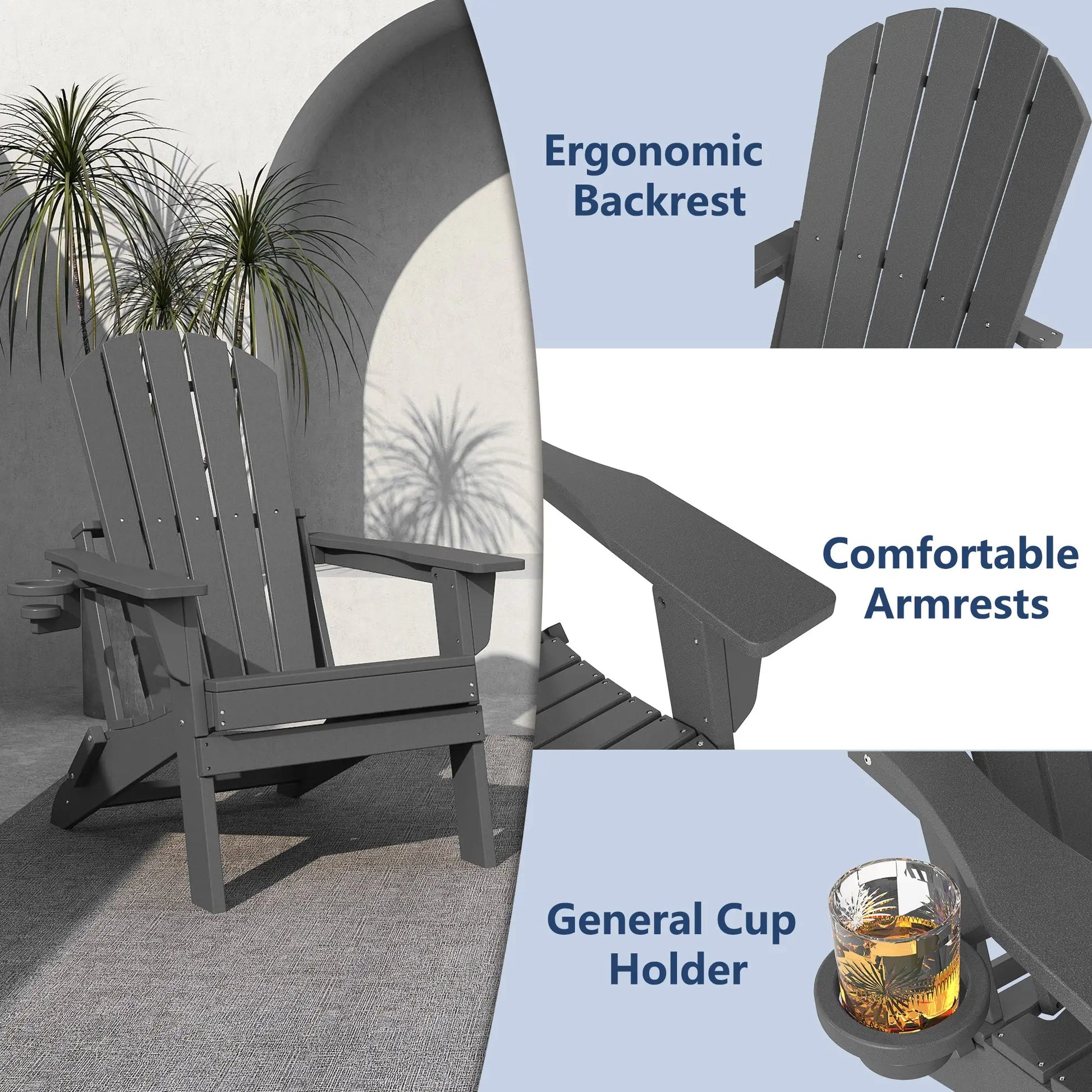 Essential Plastic Folding Adirondack Chair Foowin