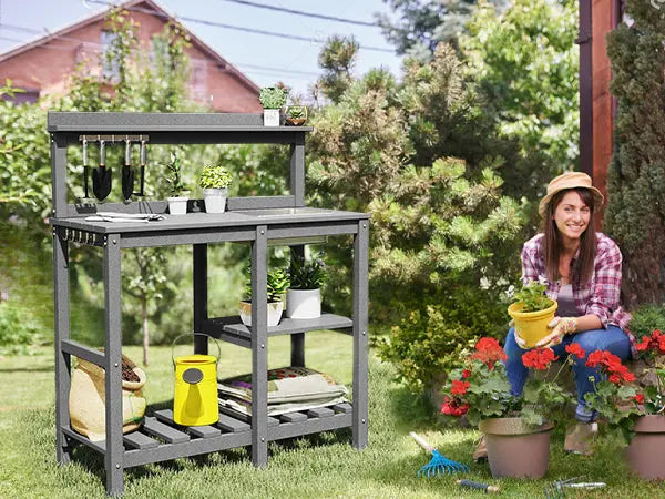 HDPE Outdoor Potting Bench Table | Foowin
