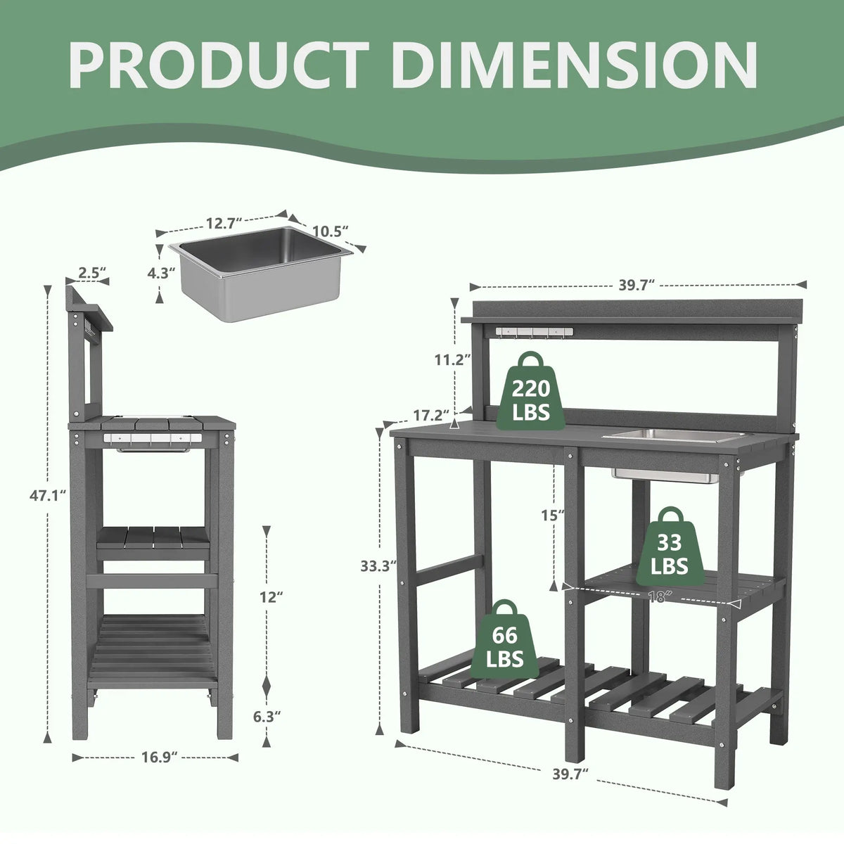 HDPE Outdoor Potting Bench Table | Foowin