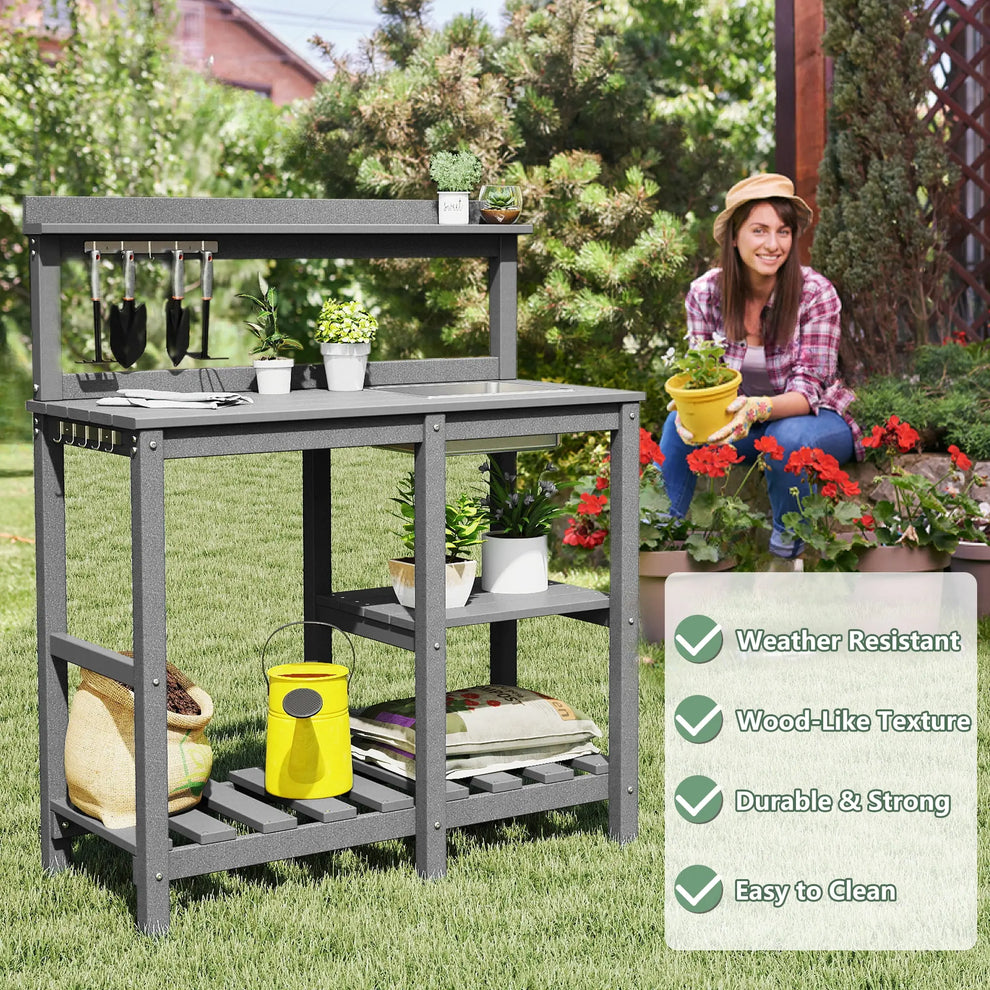 HDPE Outdoor Potting Bench Table | Foowin