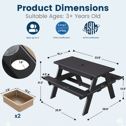 HDPE Kids Sand & Water Picnic Table