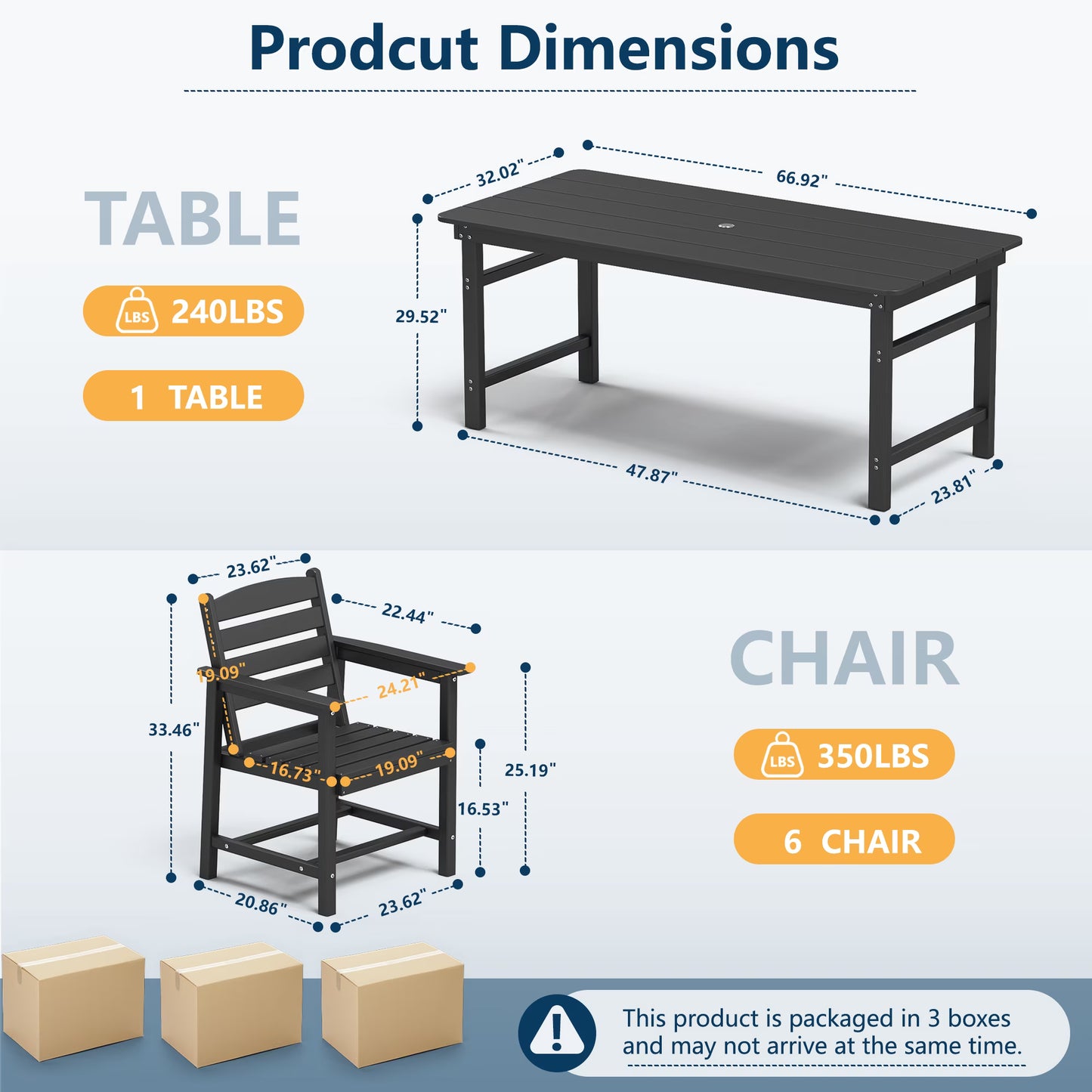 HDPE Patio Dining Table Set