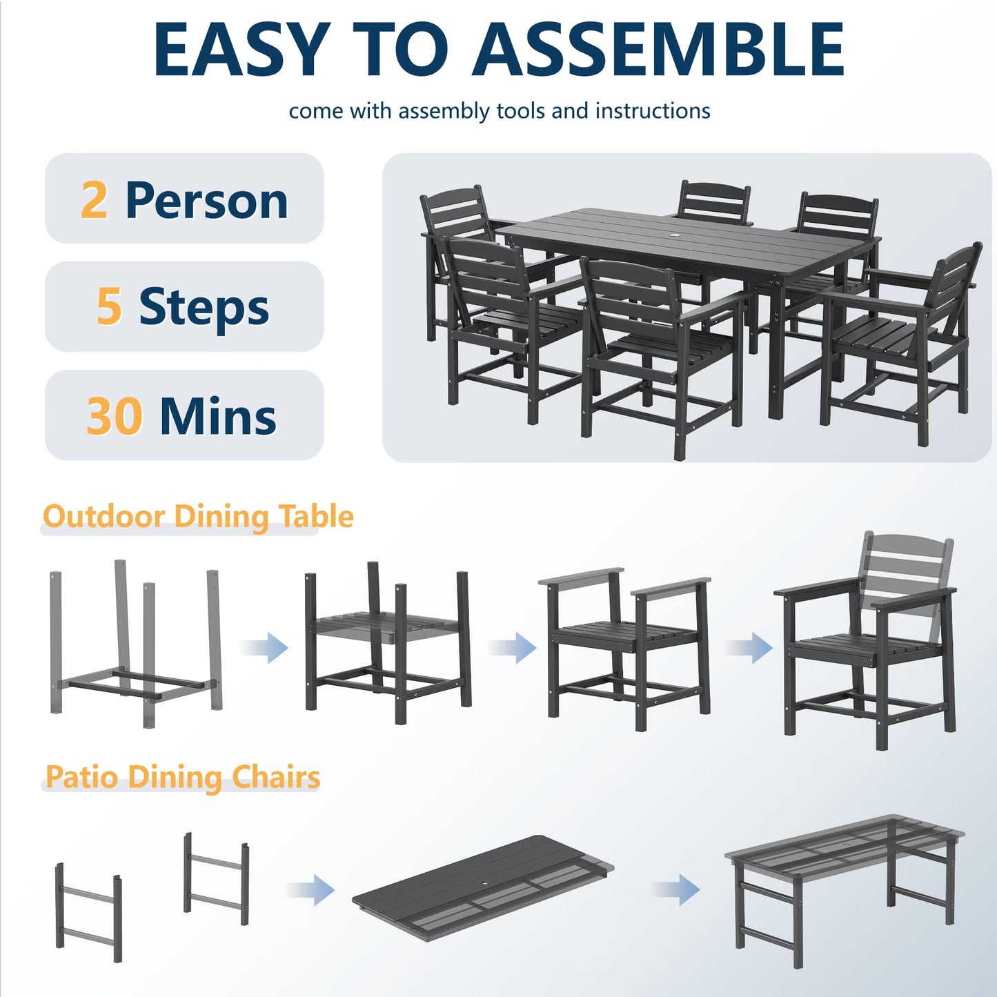 HDPE Patio Dining Table Set