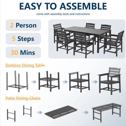 HDPE Patio Dining Table Set