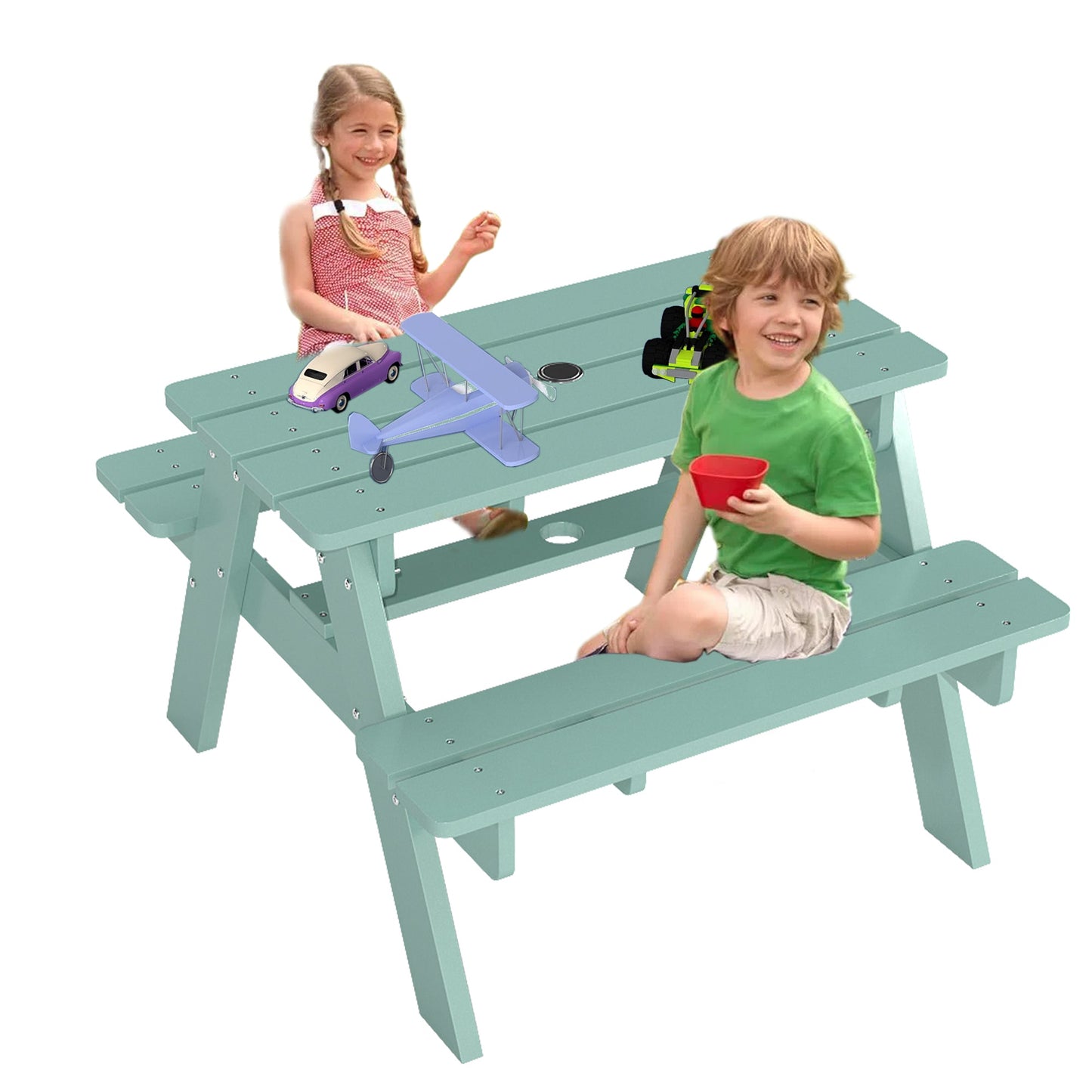 HDPE Plastic Kids Outdoor Picnic Table Foowin