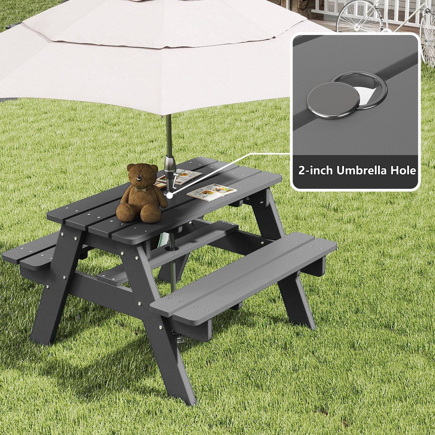 HDPE Plastic Kids Outdoor Picnic Table Foowin