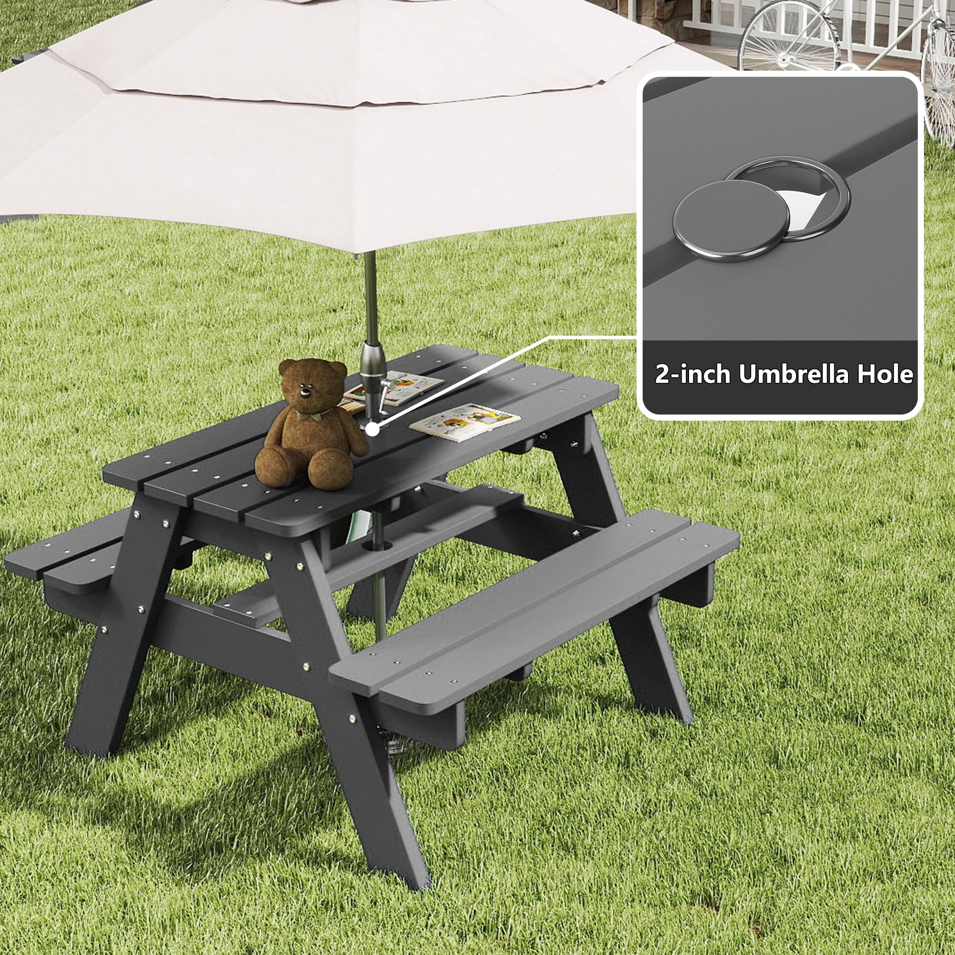 HDPE Plastic Kids Outdoor Picnic Table Foowin