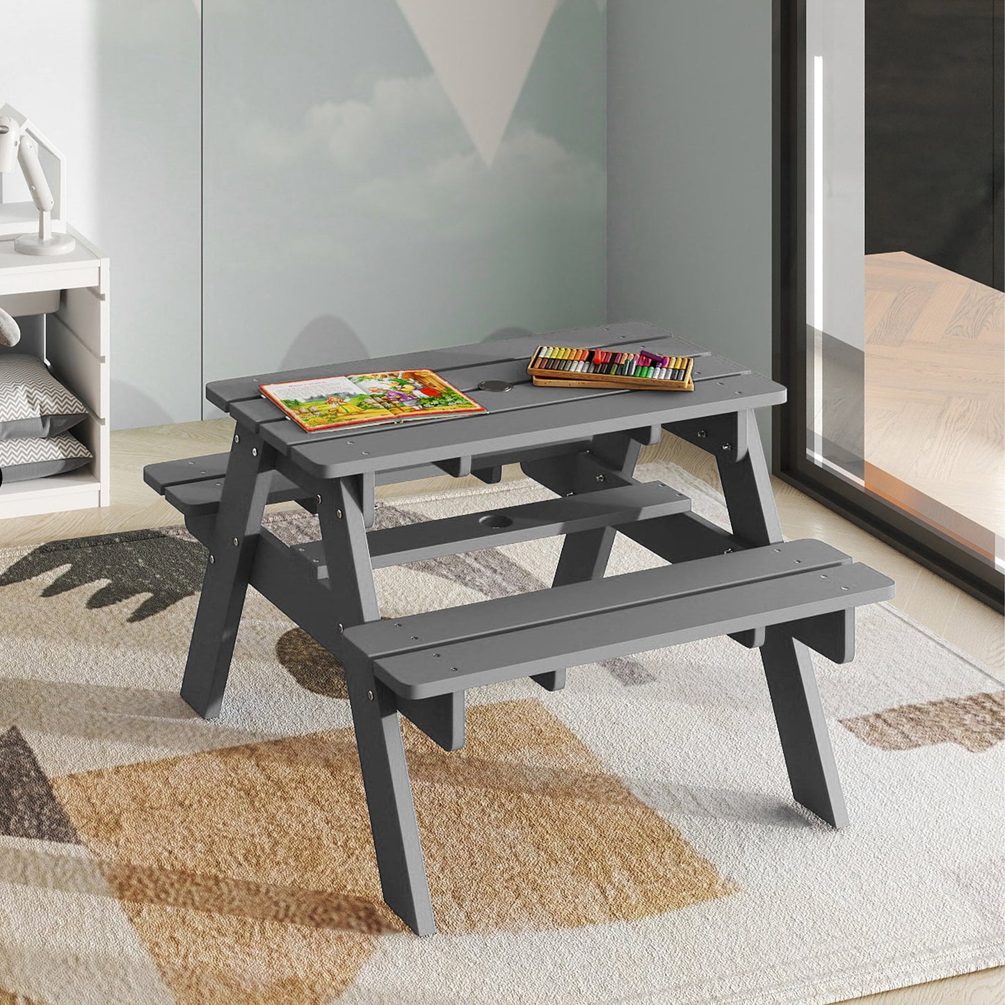 HDPE Plastic Kids Outdoor Picnic Table Foowin