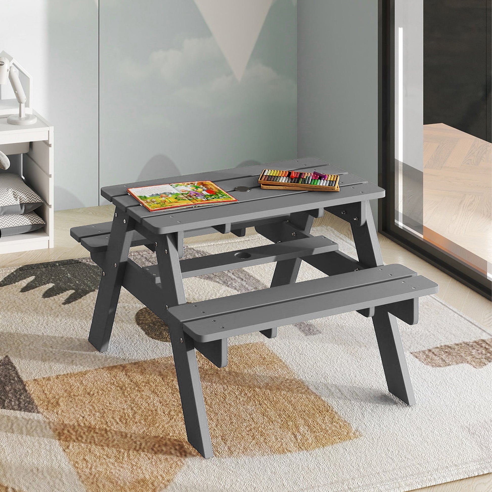 HDPE Plastic Kids Outdoor Picnic Table Foowin
