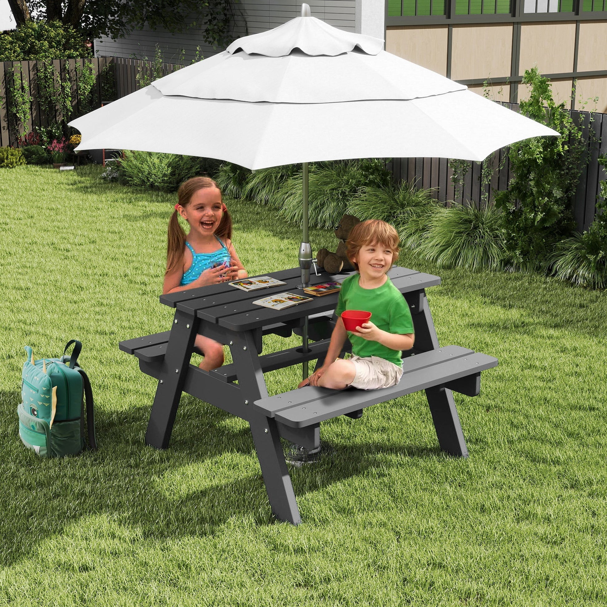HDPE Plastic Kids Outdoor Picnic Table Foowin