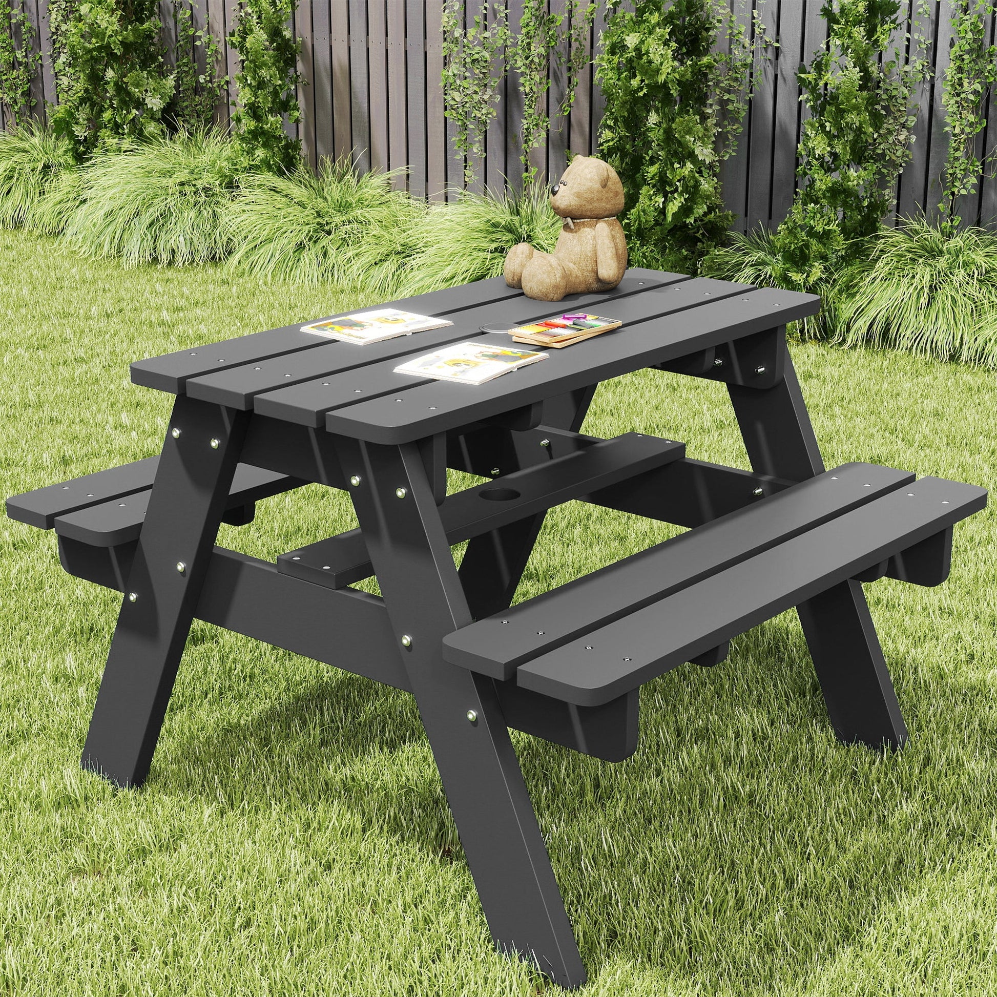 HDPE Plastic Kids Outdoor Picnic Table Foowin