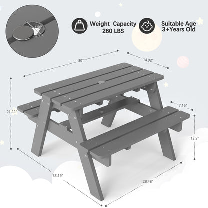 HDPE Plastic Kids Outdoor Picnic Table Foowin