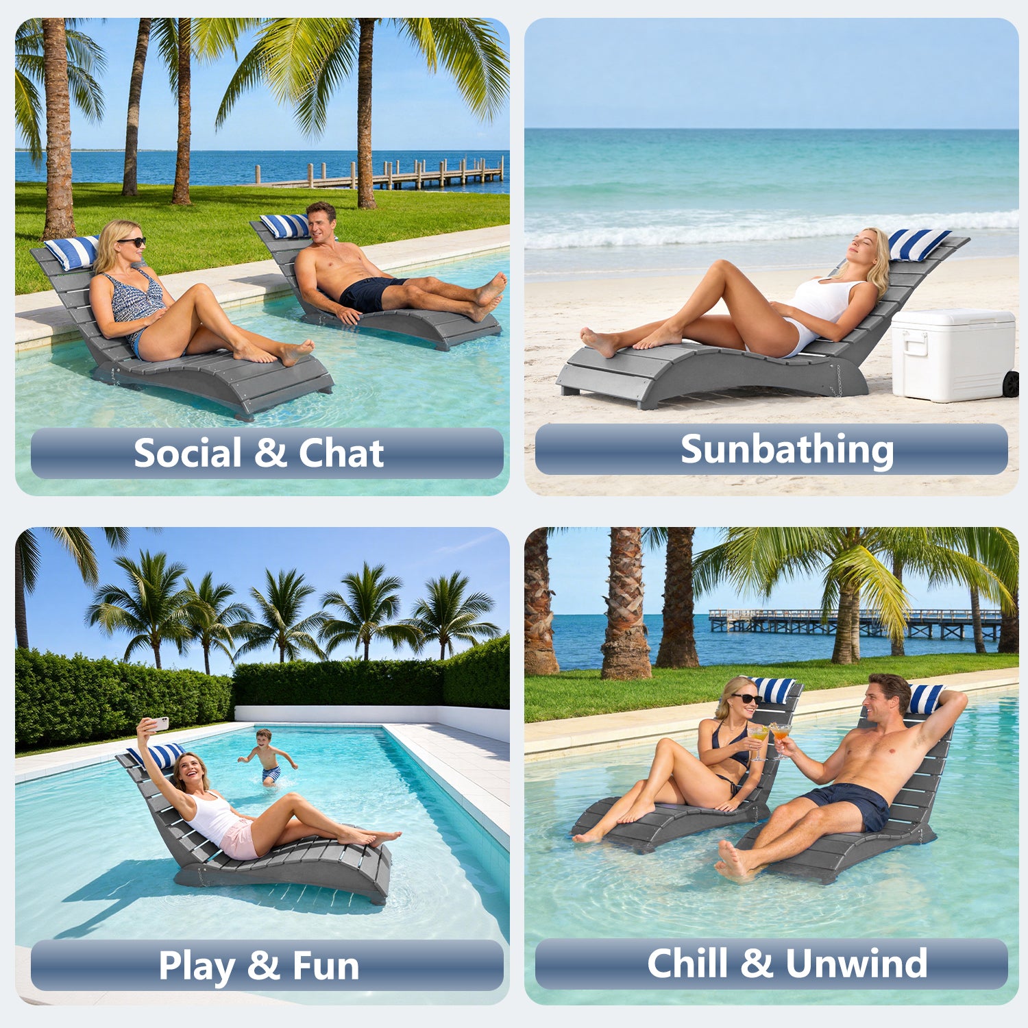 HDPE Pool Lounge Reclining Chairs – Foowin