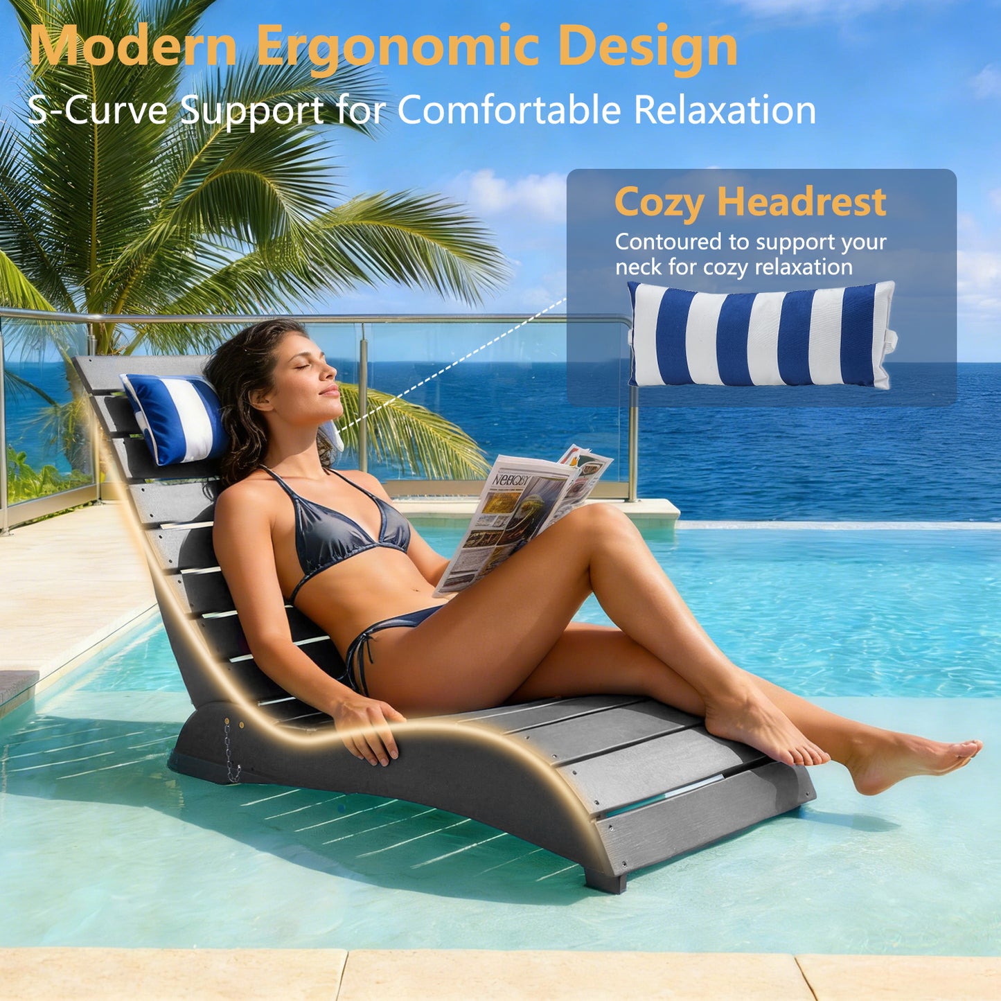 HDPE Pool Lounge Reclining Chairs – Foowin