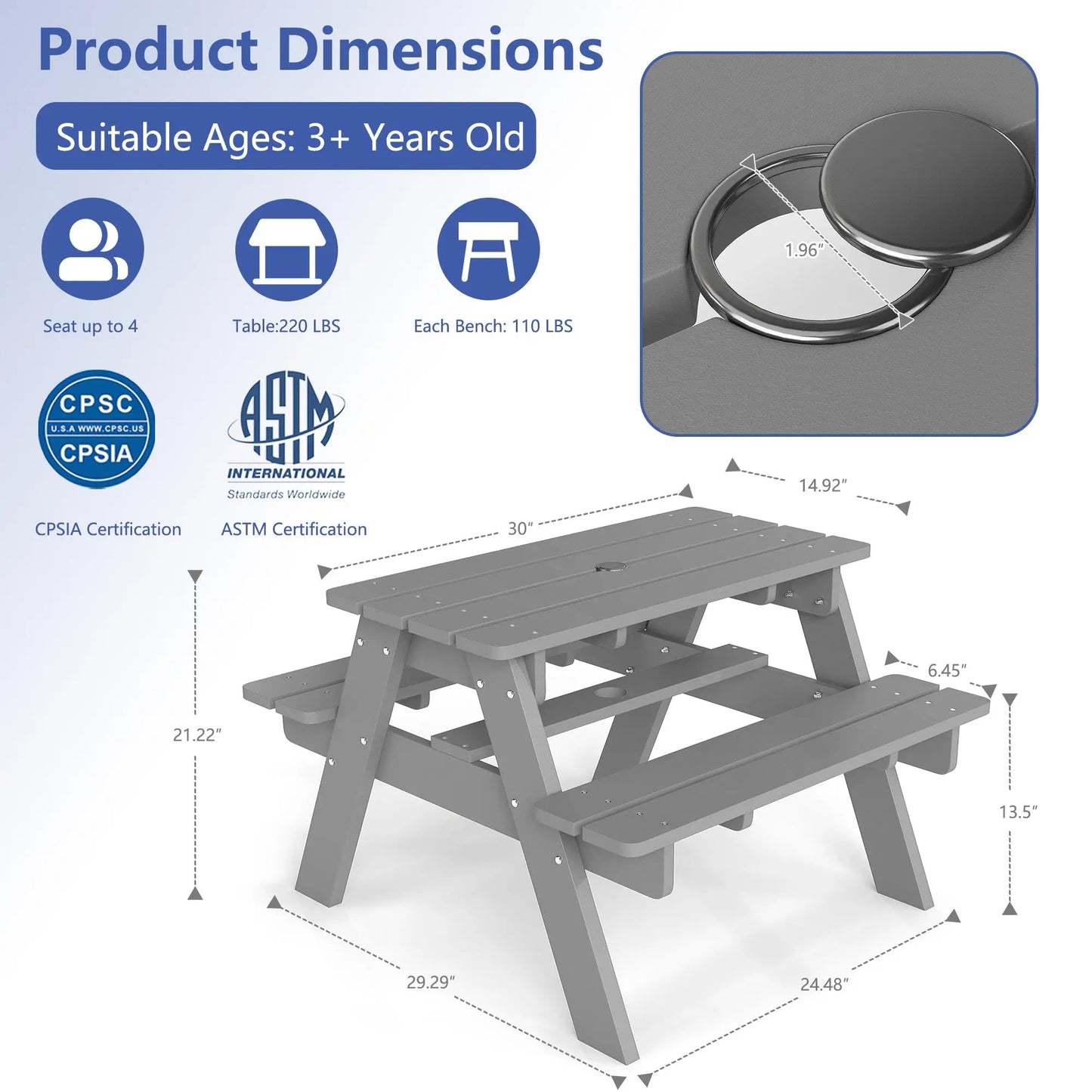 Kids Outdoor Picnic Table – Fun & Durable Playtime Dining Foowin