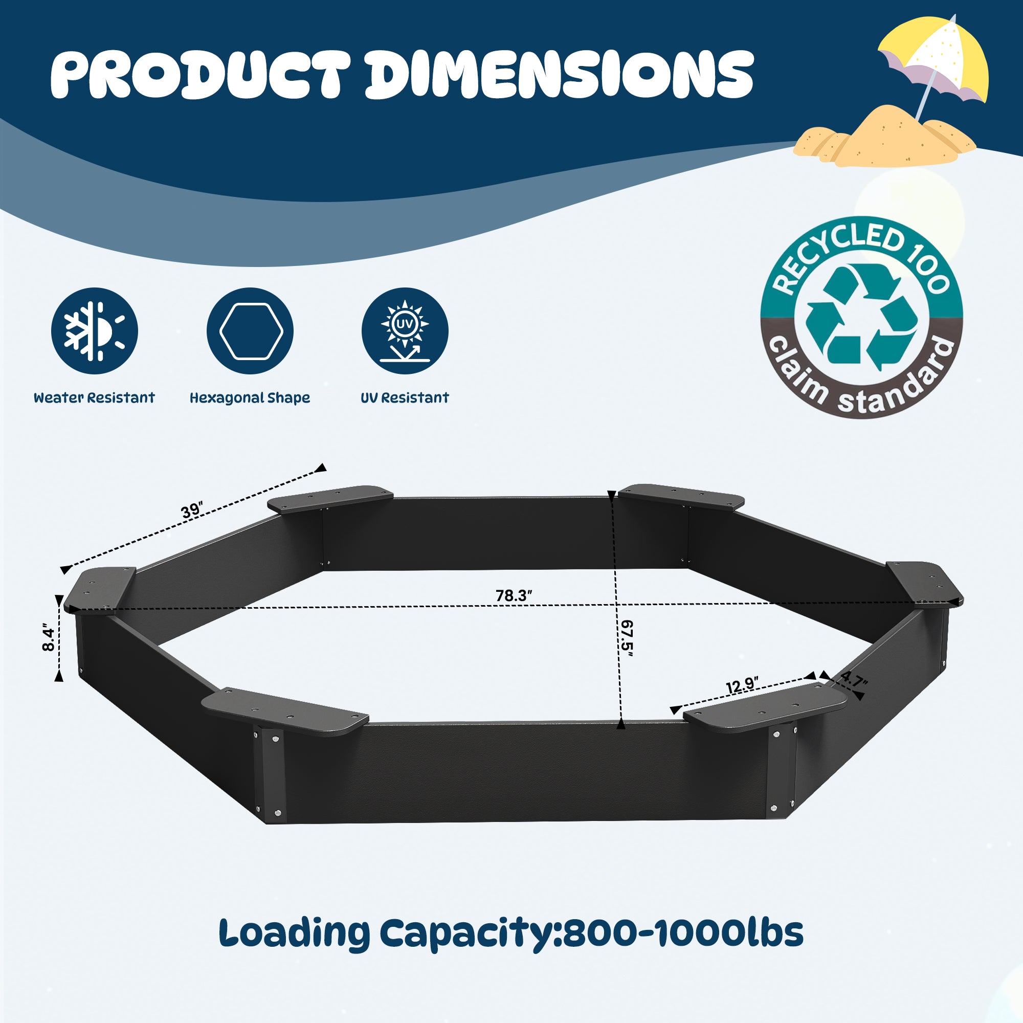 Large HDPE Sandbox with Cover & Liner – Foowin