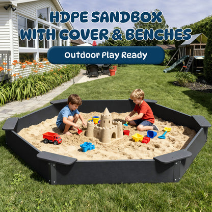 Large HDPE Sandbox with Cover & Liner