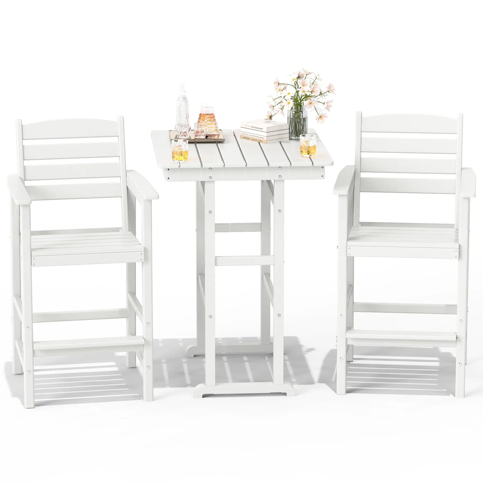 Patio HDPE Bar Stool Table Set Foowin