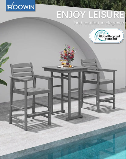 Patio HDPE Bar Stool Table Set Foowin