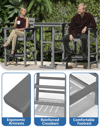 Patio HDPE Bar Stool Table Set Foowin