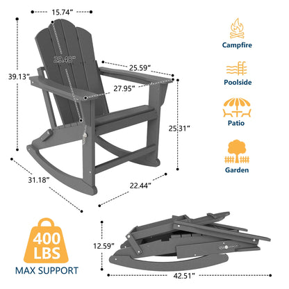 Patio Folding Adirondack Rocking Chair Foowin