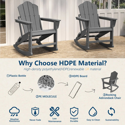 Patio Folding Adirondack Rocking Chair Foowin