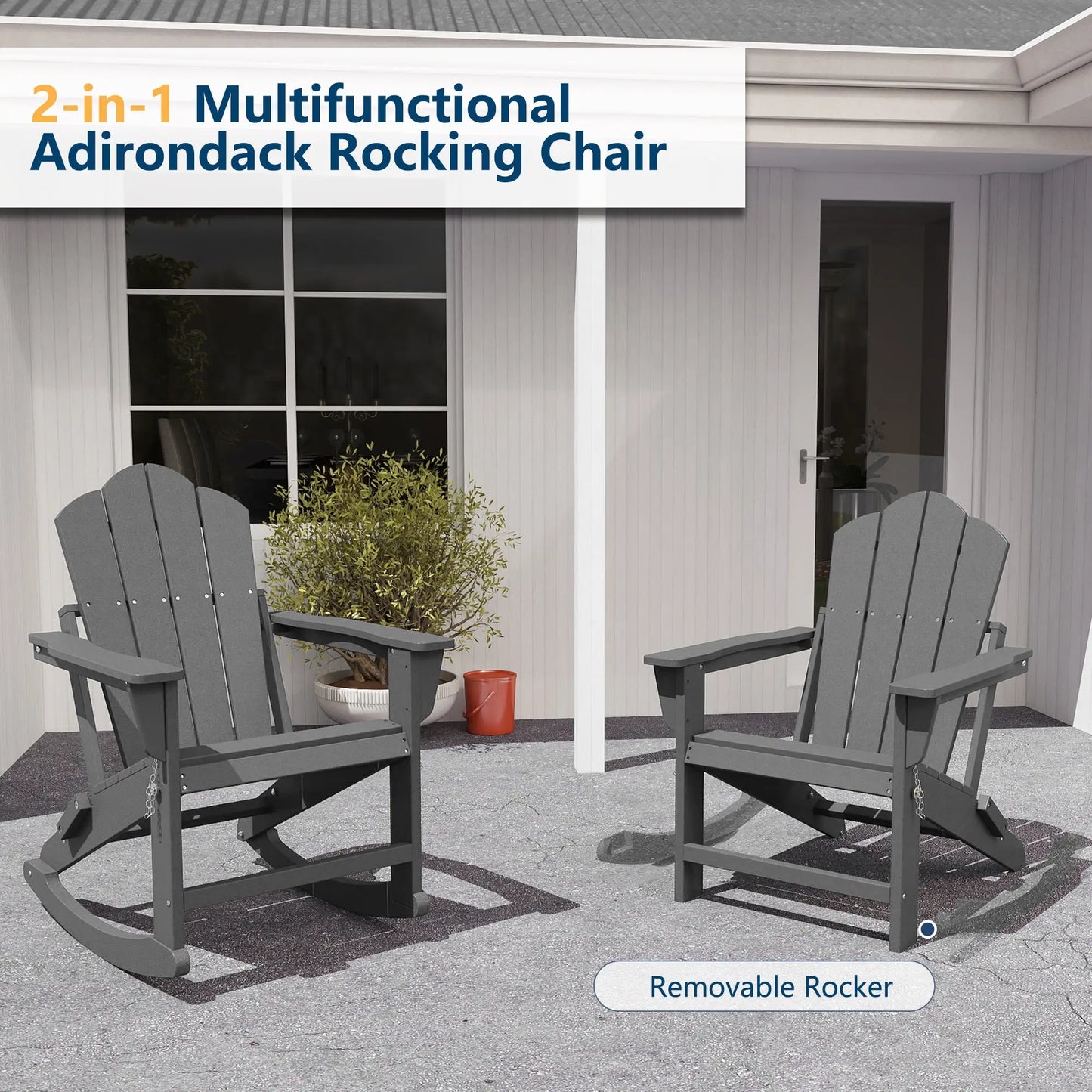 Patio Folding Adirondack Rocking Chair Foowin