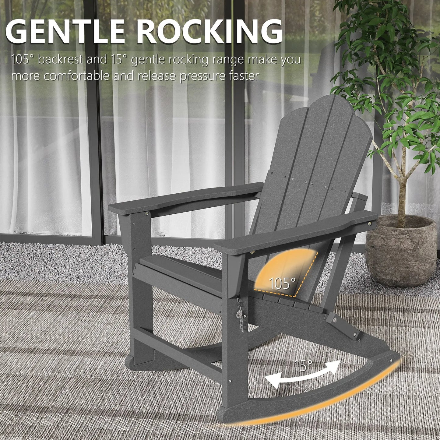 Patio Folding Adirondack Rocking Chair Foowin