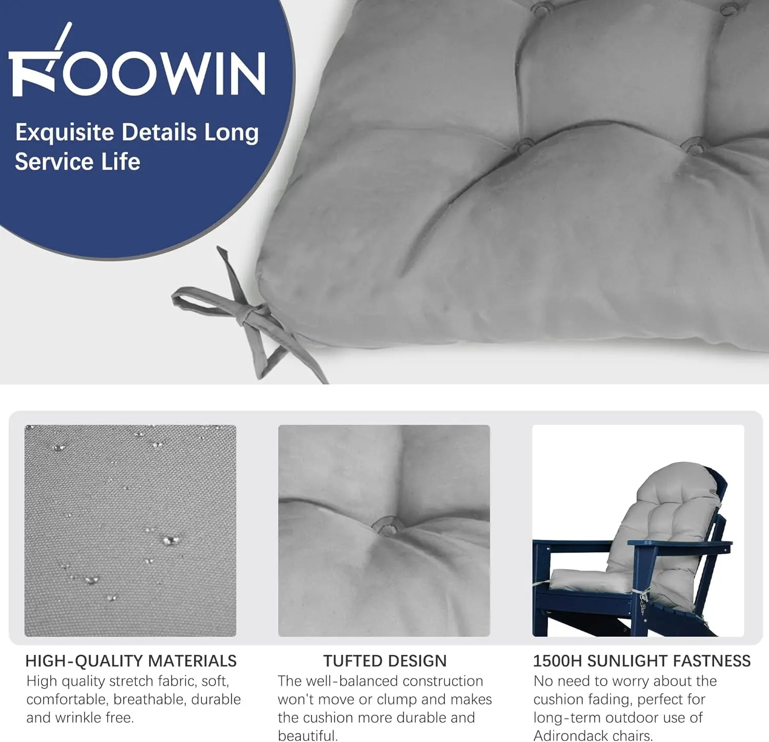 Waterproof Adirondack Chairs Cushion Foowin
