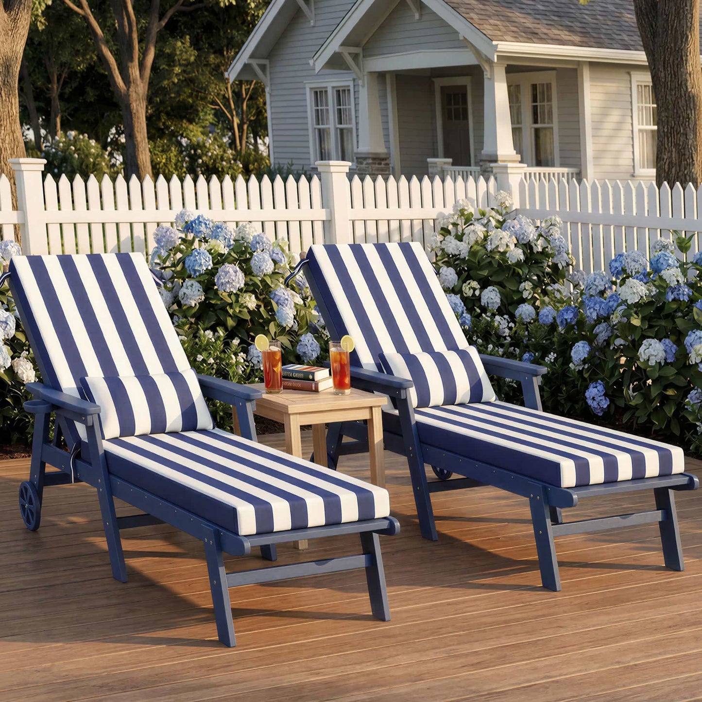 Waterproof Outdoor Chaise Lounge Cushion with Pillow – Foowin