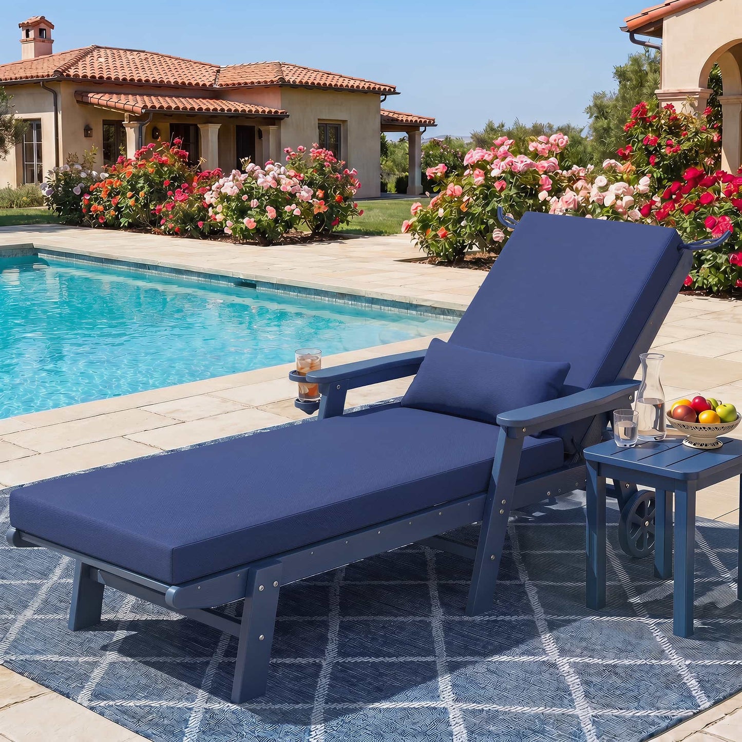 Waterproof Outdoor Chaise Lounge Cushion with Pillow – Foowin