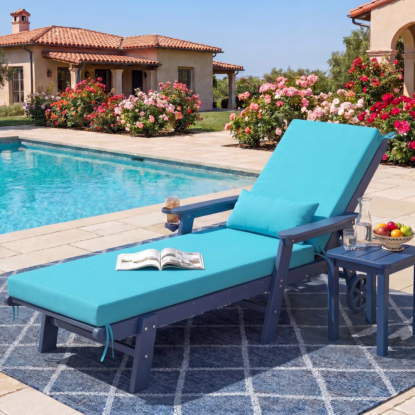 Waterproof Outdoor Chaise Lounge Cushion with Pillow – Foowin