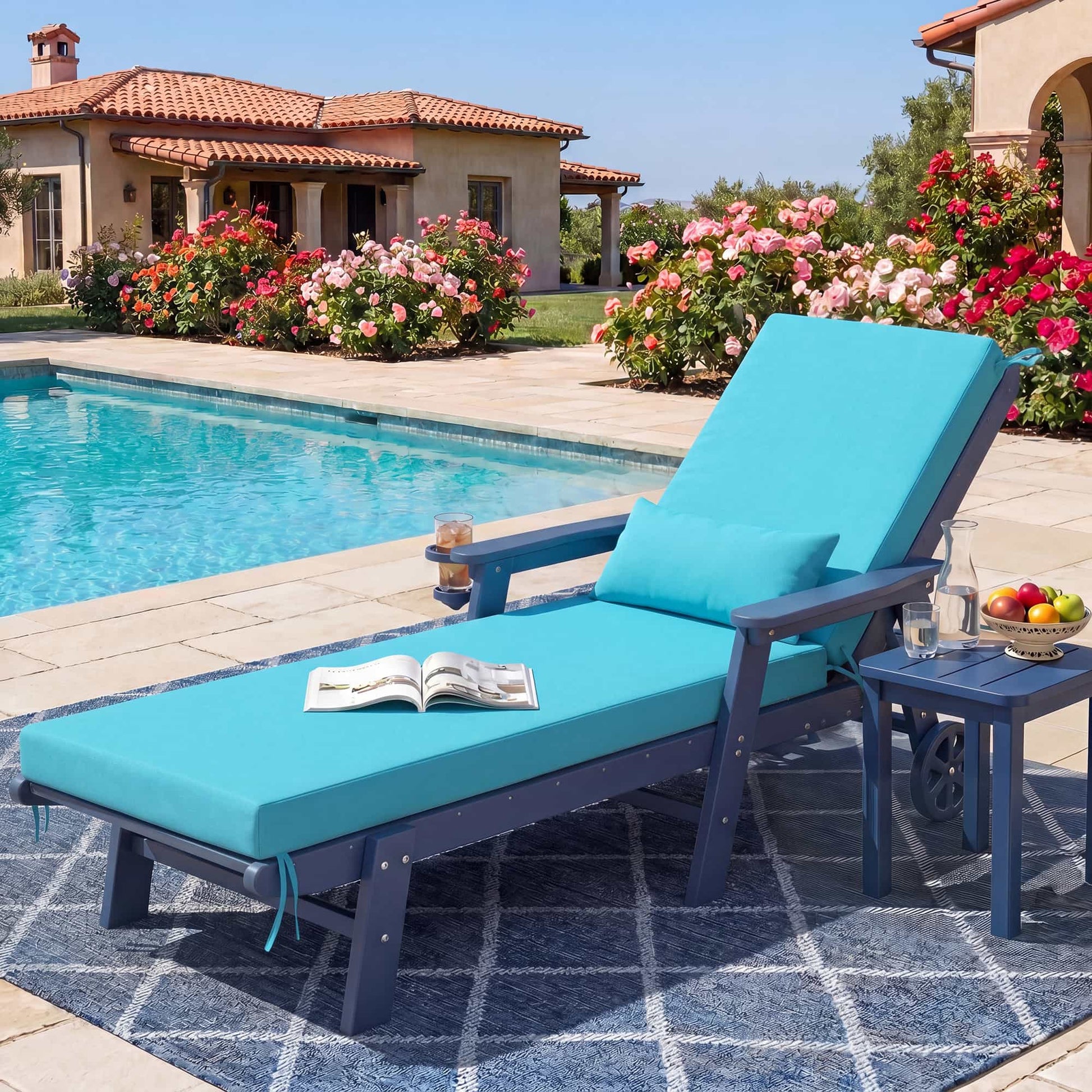 Waterproof Outdoor Chaise Lounge Cushion with Pillow – Foowin