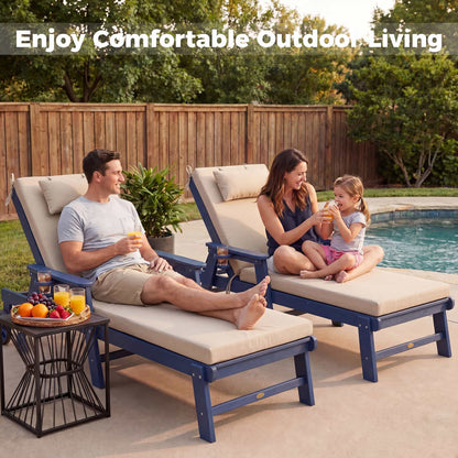 Waterproof Outdoor Chaise Lounge Cushion with Pillow – Foowin