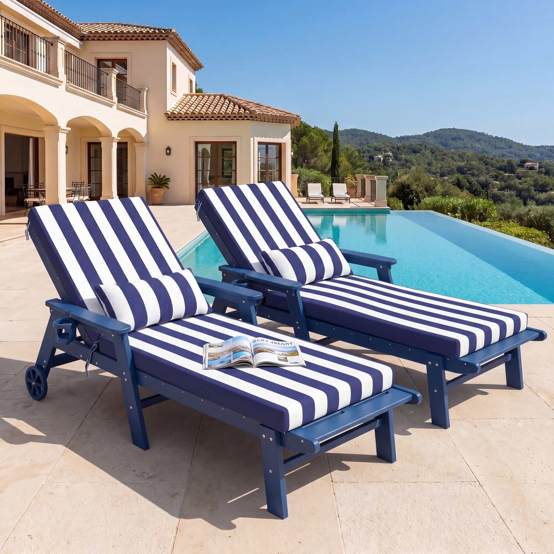 Waterproof Outdoor Chaise Lounge Cushion with Pillow – Foowin