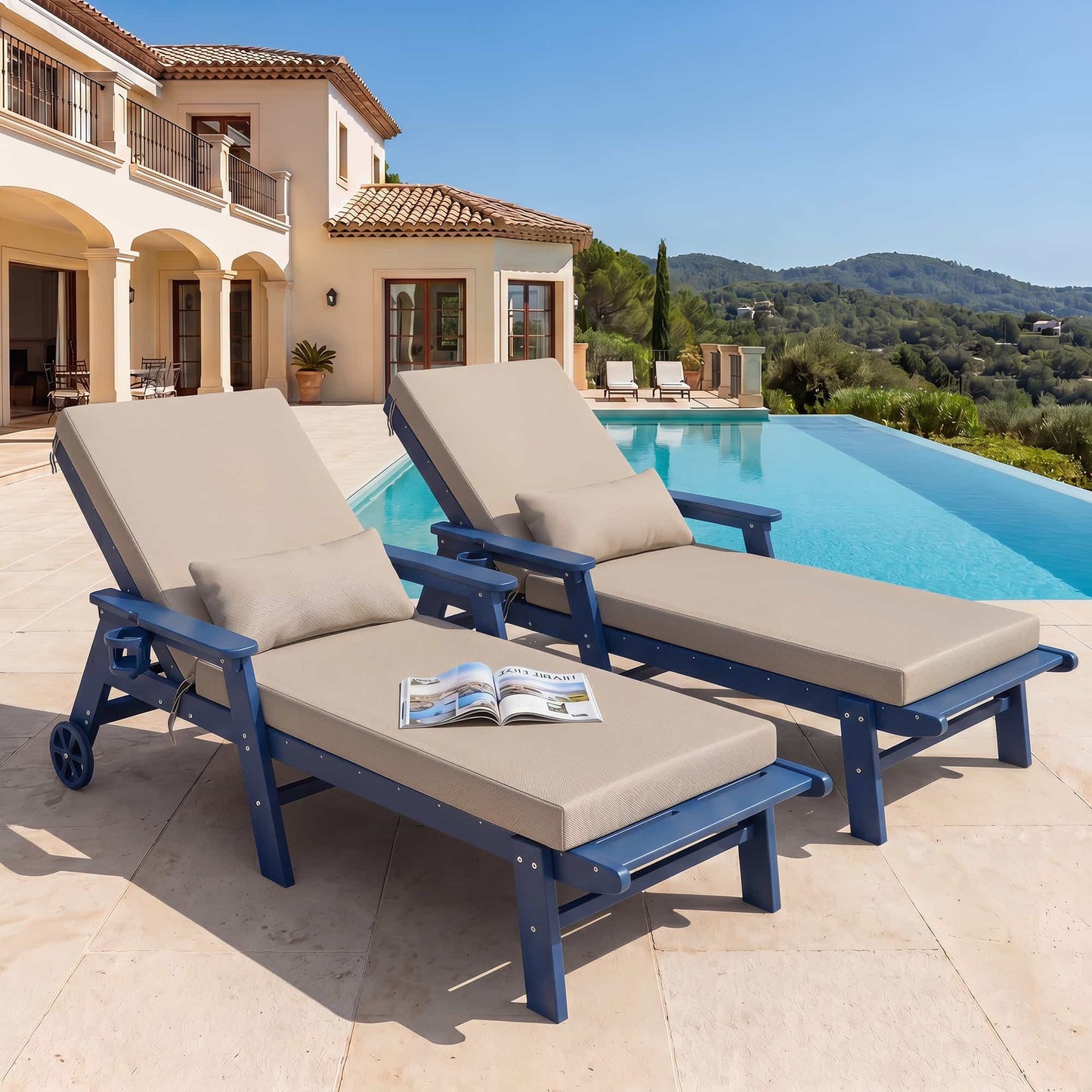 Waterproof Outdoor Chaise Lounge Cushion with Pillow – Foowin