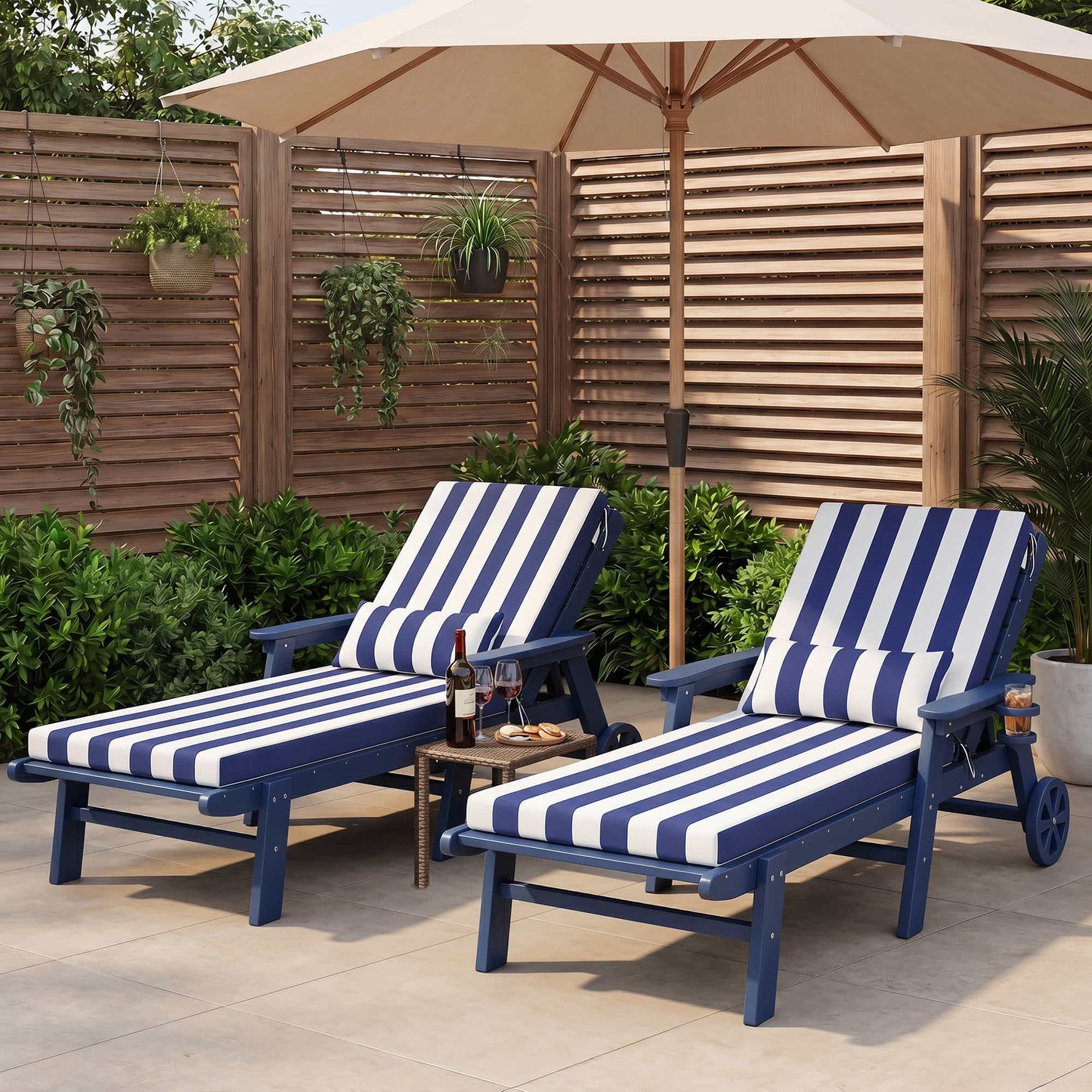 Waterproof Outdoor Chaise Lounge Cushion with Pillow – Foowin
