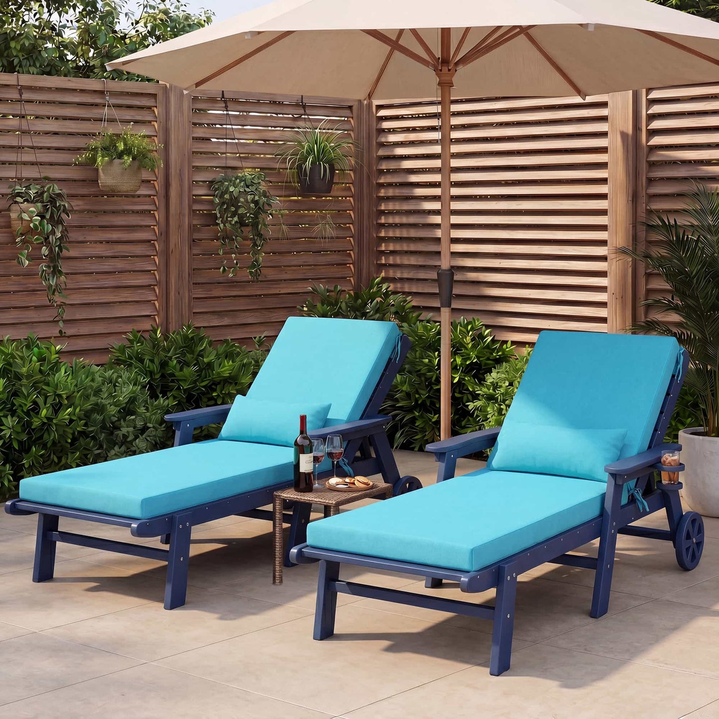 Waterproof Outdoor Chaise Lounge Cushion with Pillow – Foowin