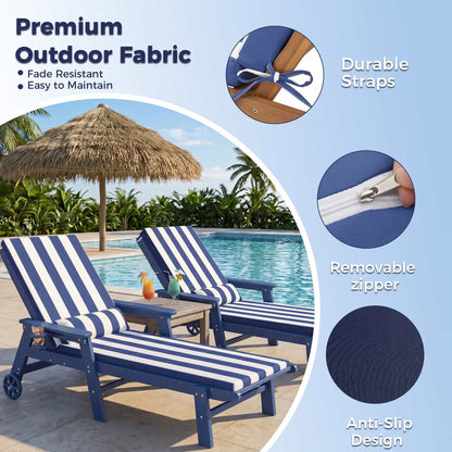 Waterproof Outdoor Chaise Lounge Cushion with Pillow – Foowin