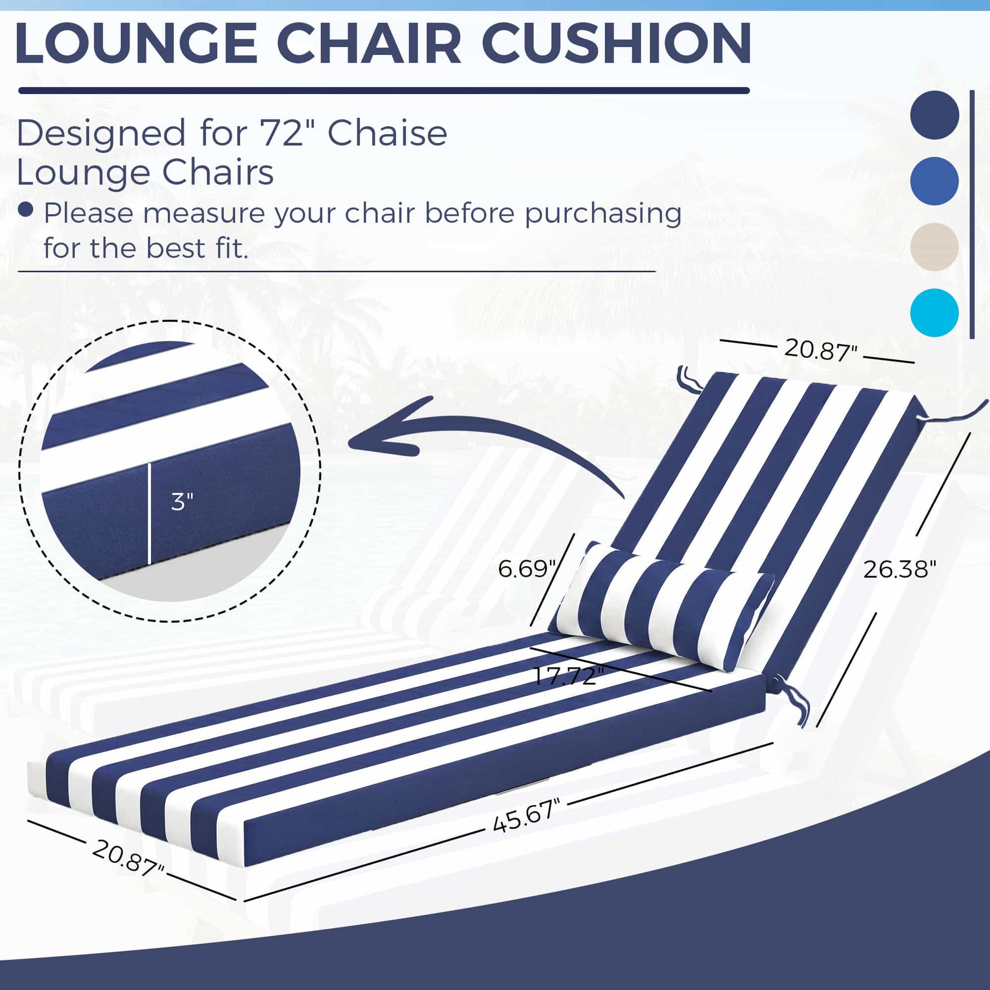 Waterproof Outdoor Chaise Lounge Cushion with Pillow – Foowin