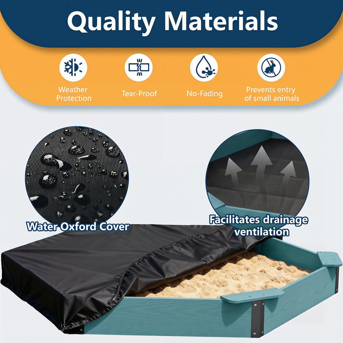 Large HDPE Sandbox with Cover & Liner - Aruba Blue - Photo 3