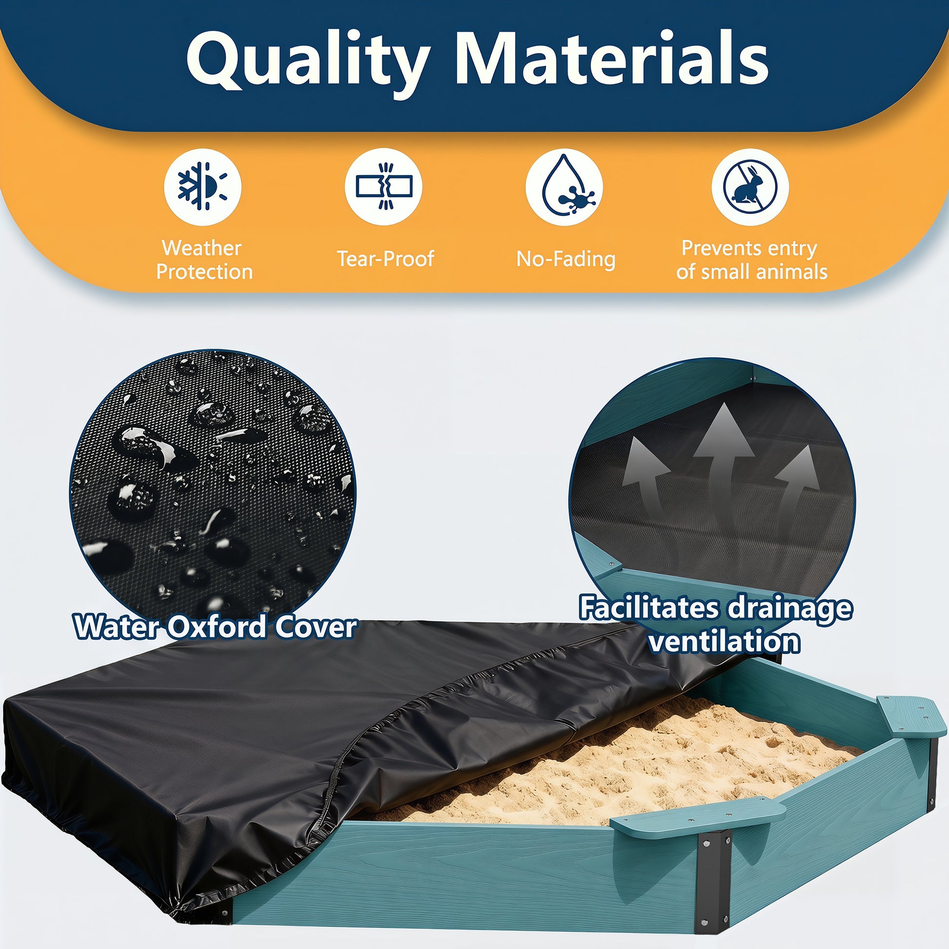 Large HDPE Sandbox with Cover & Liner - Aruba Blue - Photo 3